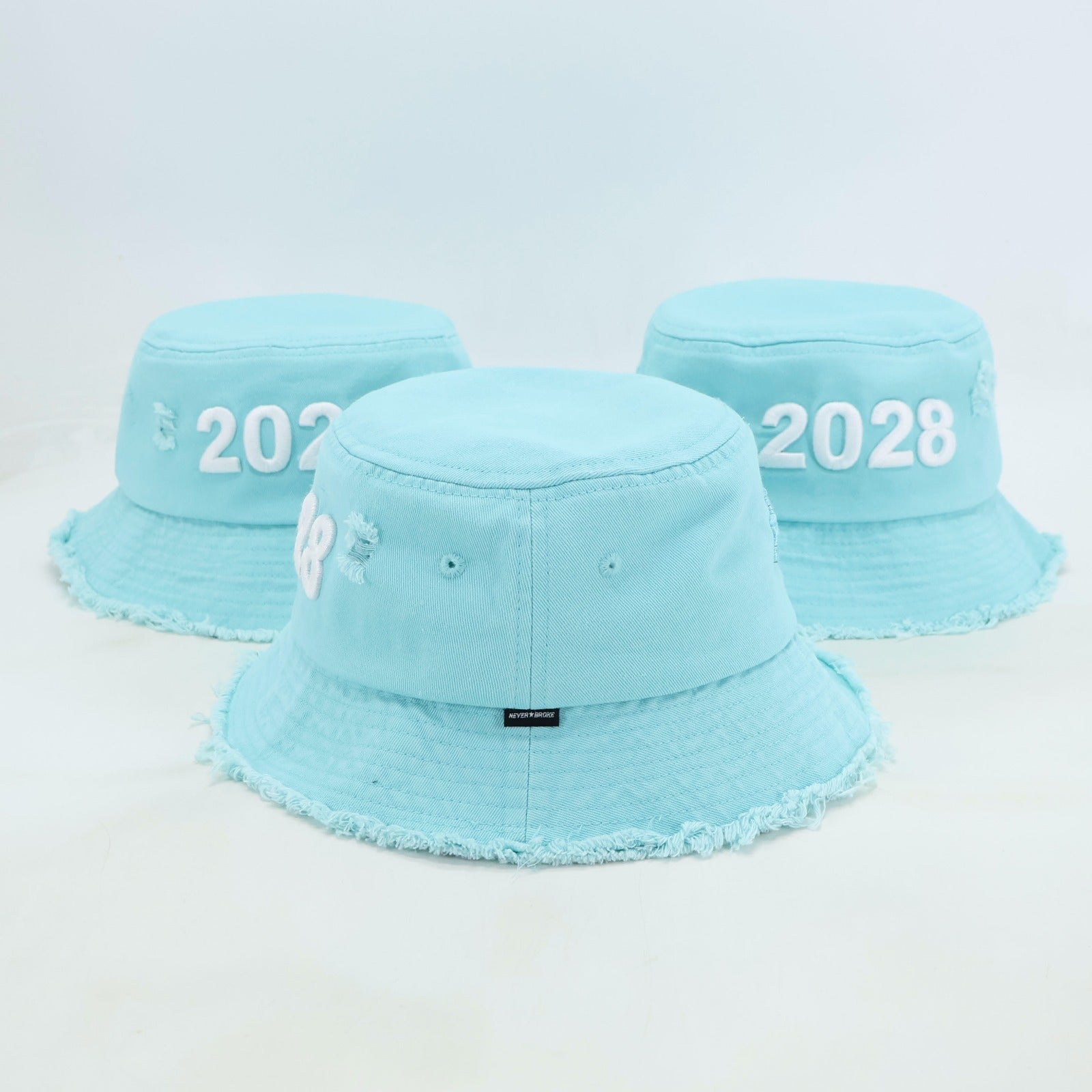 NB 2028” Limited Edition Distressed Denim Bucket Hat